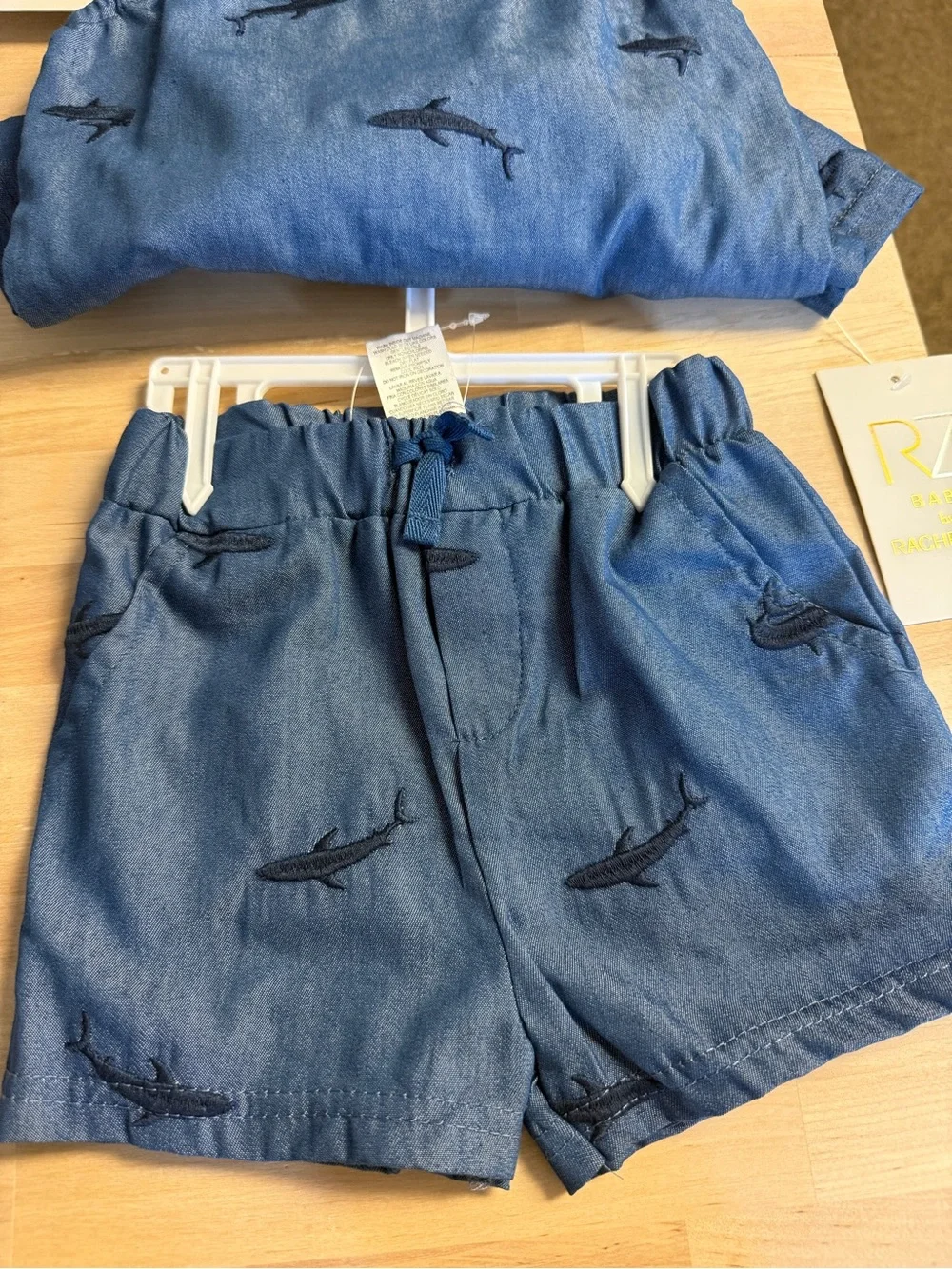 Blue Short-Sleeve Shark Romper